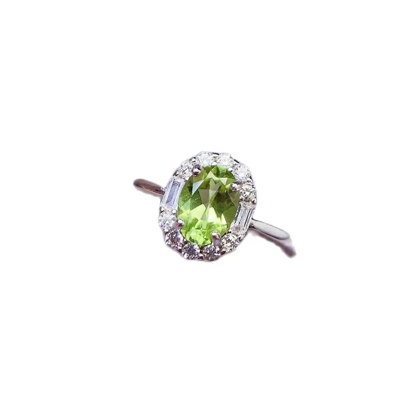 

SHILOVEM 925 Sterling Silver Natural Peridot rings Fine Jewelry Women party Gift wholesale New 5*7mm lj0507666agg