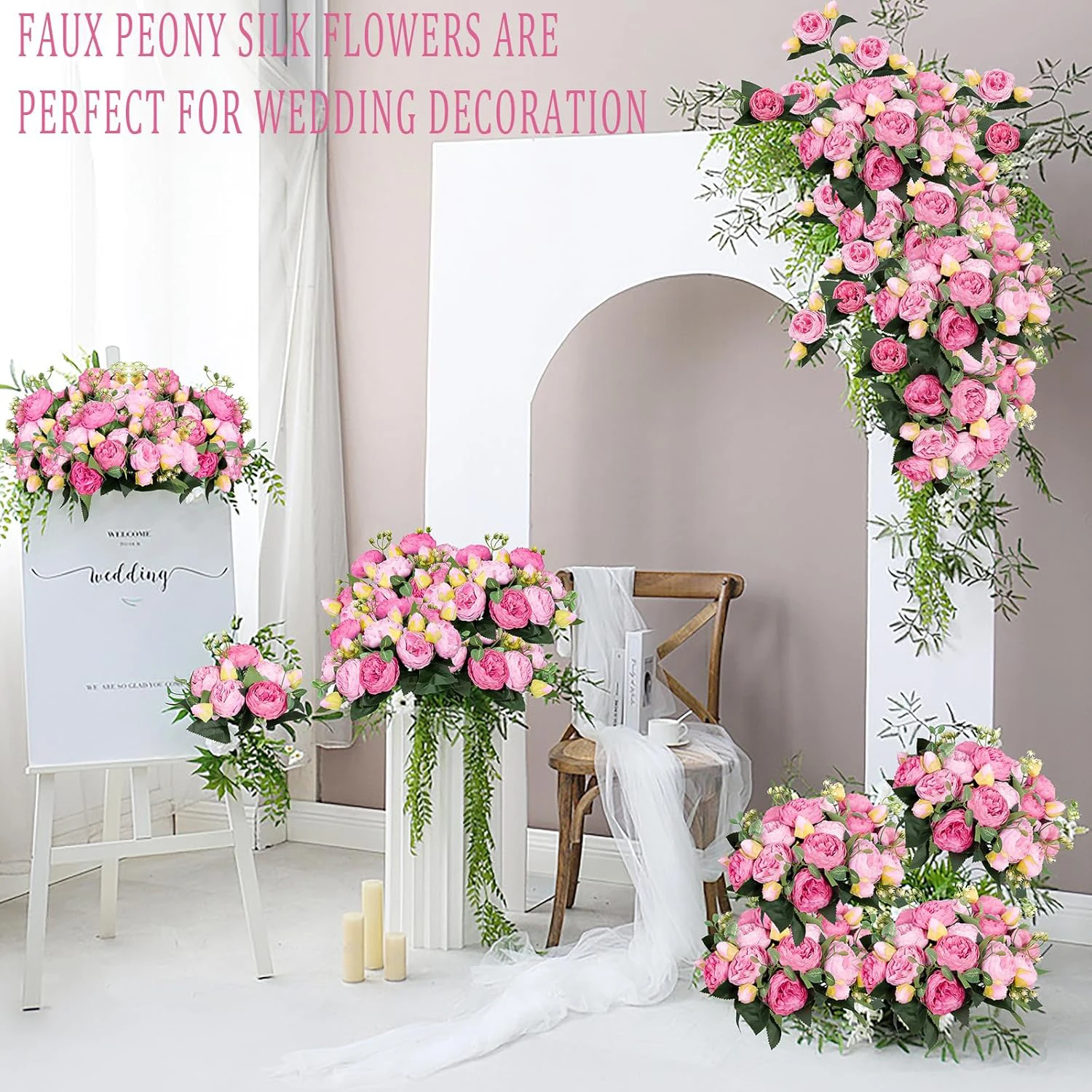 

10Pcs Artificial Roses Flower Silk Peony Bouquet Home Room Decora Accessories Wedding Party Scrapbook Fake Plant Diy Gift Pompon