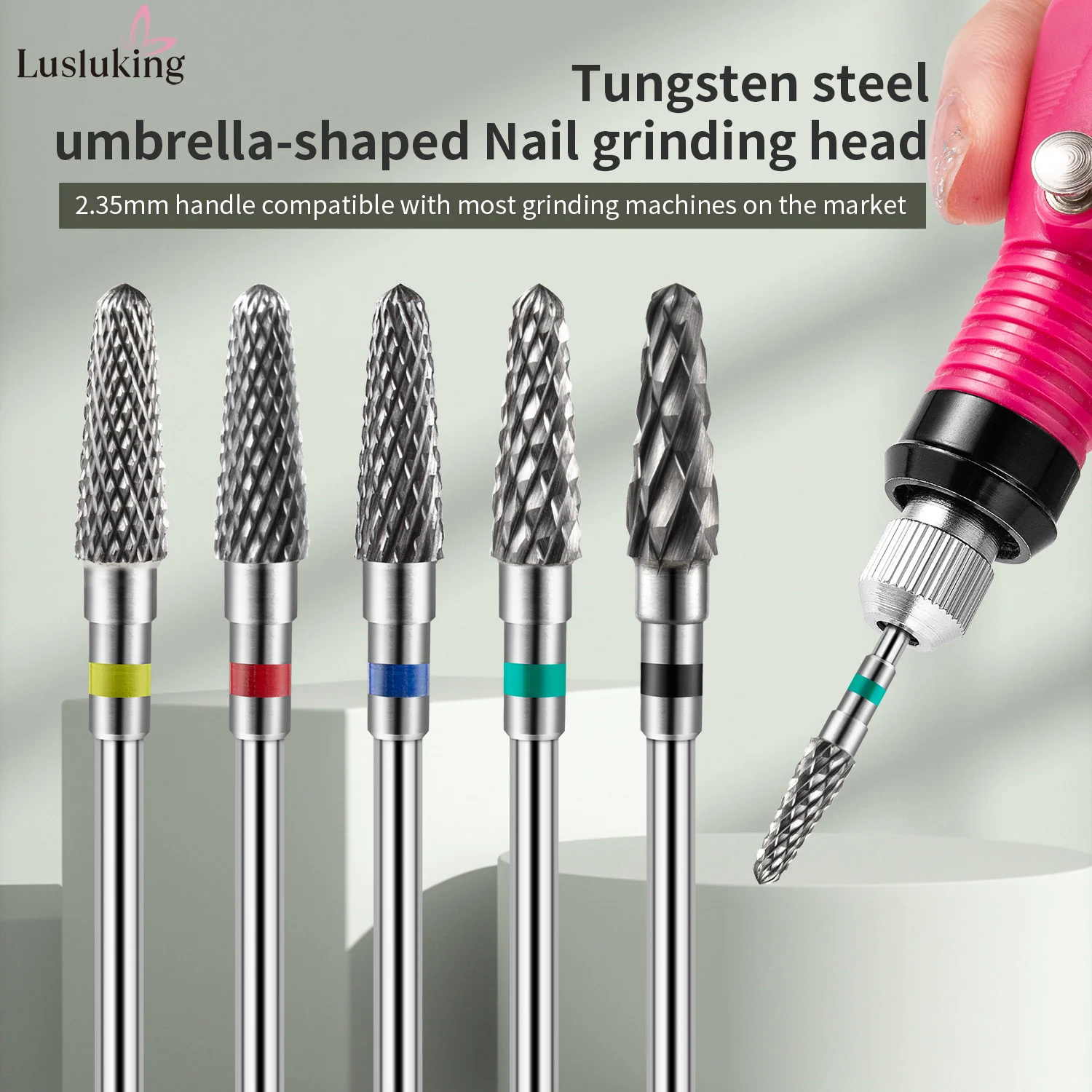 전동 드릴용 텅스텐 카바이드 네일 드릴 비트 5개, 3/32인치 샹크 밀링 커터, 네일 드릴 액세서리 비트, 젤 제거용