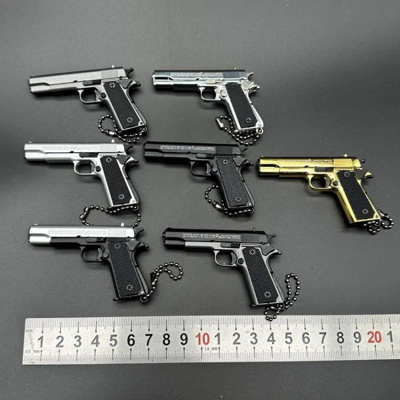 1:3 Metal Gold M1911 Colt Toy Gun Model Artificial Gun Mini Alloy Keychain Look Real Collection Prop Birthday Hanging Gift Boy