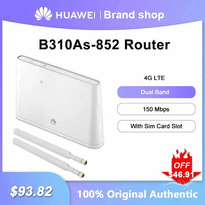 HUAWEI-enrutador B310As-852 4G LTE, repetidor de señal WiFi de doble banda de 150 Mbps, con ranura para tarjeta SIM, amplificador Gigabit Ethernet,
