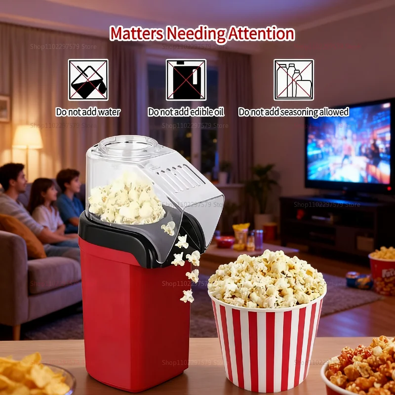 ماكينة صنع الفشار الفاخرة الصغيرة للهواء الساخن الذرة بوبر تسخين سريع أنيق مدمج آلة الوجبات الخفيفة المنزلية للفيلم الليلي أو الحفلات