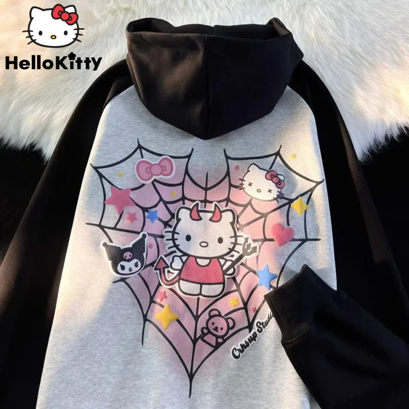 

Sanrio Cute Hello Kitty Hooded Hoodie Women Campus Style Gothic Graphic Sweatshirts Y2k Harajuku Grunge New In Hoodies Female