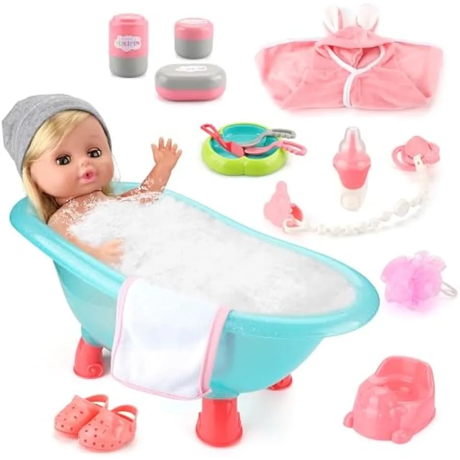 Baby Doll Bath Set Bathtub Baby Doll Playset for Todders for 3 4 5 Year Old Girls Party Favors Toys Stocking Stuffers for Toddl