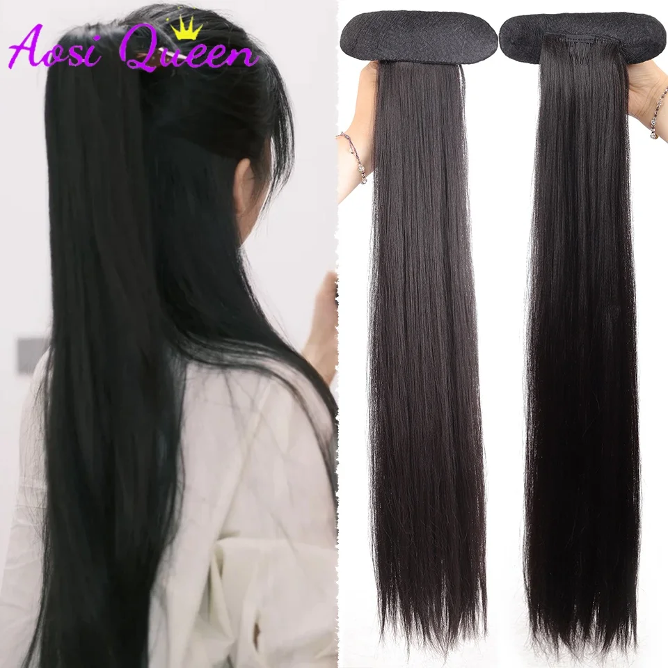 Synthetic Ponytail Wig With Pinch Style Ancient Style High Ponytail Wig Suitable for Women's Daily Ancient Costume Styling