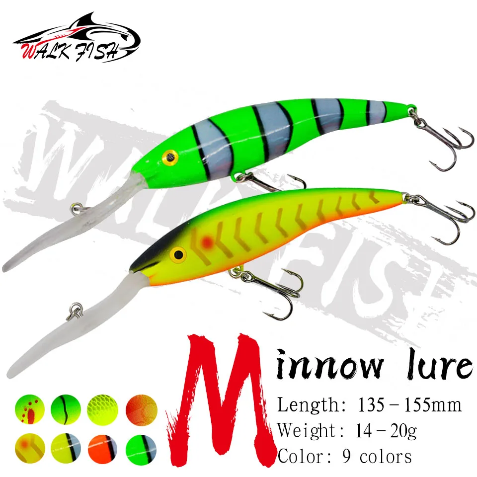 WALK FISH 1PCS New Fishing Minnow Lure Long Tongue Board 14g/13.5cm Artificial Plastic Lure Hard Bait Fishing tackle Pesca