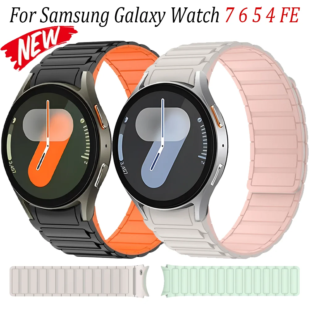 Silicone Strap For Samsung Galaxy Watch 7 6 5 4 FE 40/44mm 5 Pro Sports No Gap Bracelet Samsung Galaxy 6 4 Classic Magnetic Band