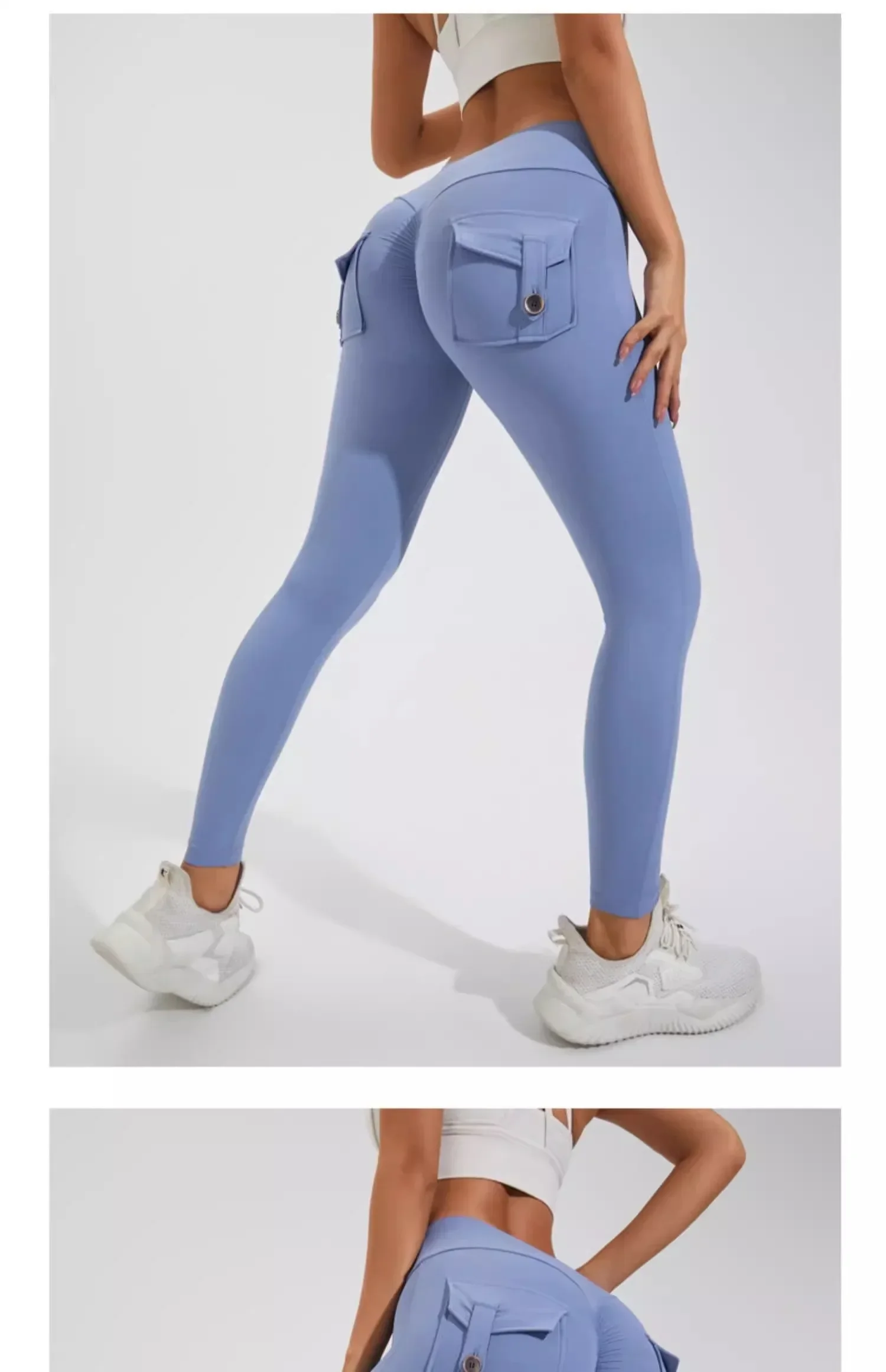 Naked Feeling Damen Fitness Freizeit-Laufleggings mit hoher Taille, Hüftlift, Gesäßfalten und Gesäßtasche, atmungsaktive Hose – Detail 20