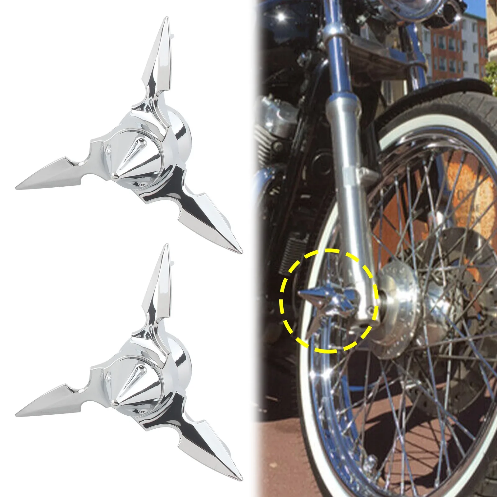 Front Axle Nut Cover For Harley Touring Dyna V-Rod Spike Spun Blade Spinning Front Axle Cap Nut Cover