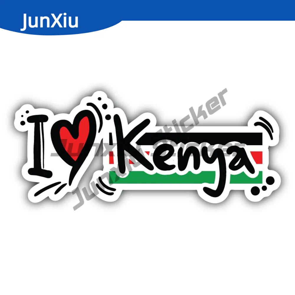 

I Love Kenya Flag Slogan Car Bumper Sticker Exterior Decal Laptop Speedboat Rear Windshield Waterproof Exterior Accessories Pvc