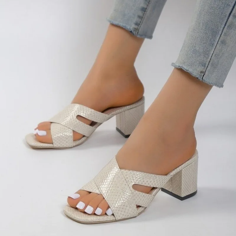 Women Shoes Sexy Soft Leather Female Flipflop Slippers Summer Fashion Heels Slides Shoes for Girls Comfortable Sandals