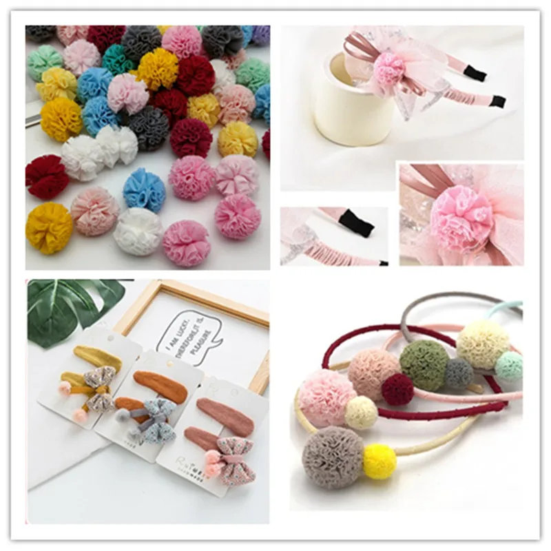 15mm Color Net Yarn  Lace Ball Net Cloth Flower Ball  Toys Clothing Packaging Gift Decoration Materials 80/160 Pcs