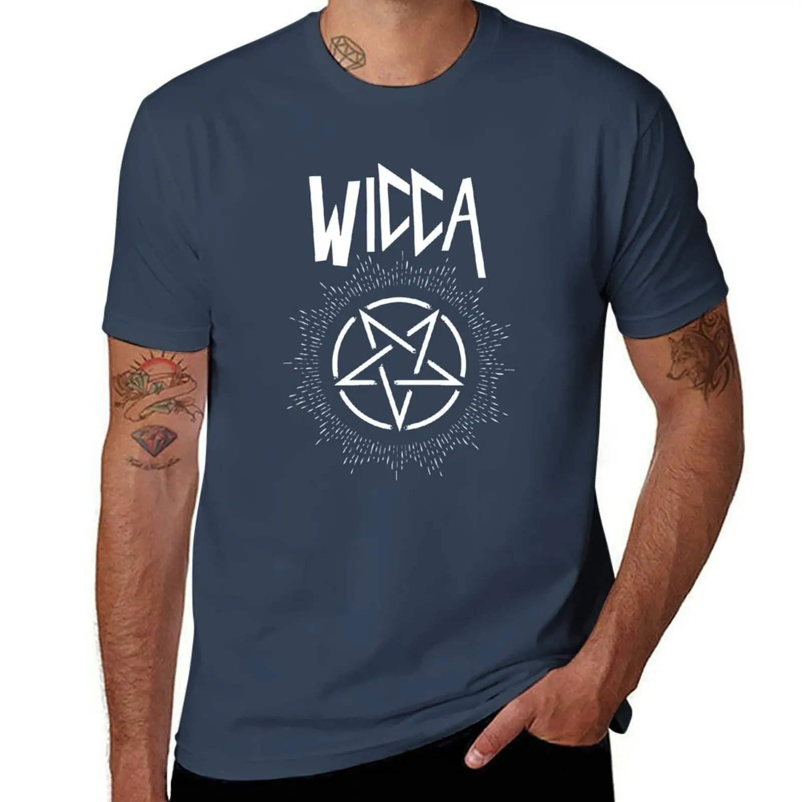 

Inverted Pentagram Wicca T-Shirt Big Size Short Sleeve Tee for Men