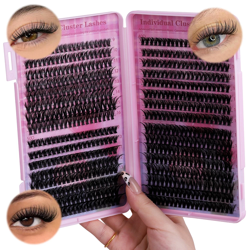 DIY 5D Fluffy Lash Clusters 50D 80D 100D Thick Eyelash Clusters D/DD Curl Wispy Individual Lashes 9-16mm Eyelash Extension