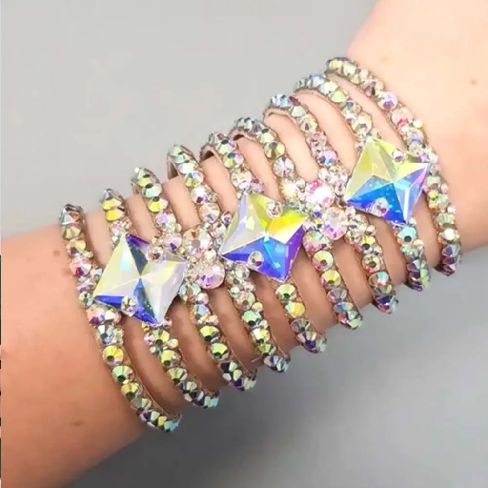 Stonefans Amazing Exaggerate Geometry Bracelet Charms Wholesale Fashion Ballroom Jewelry Dancer Dress Cecostume Party Gifts 2024