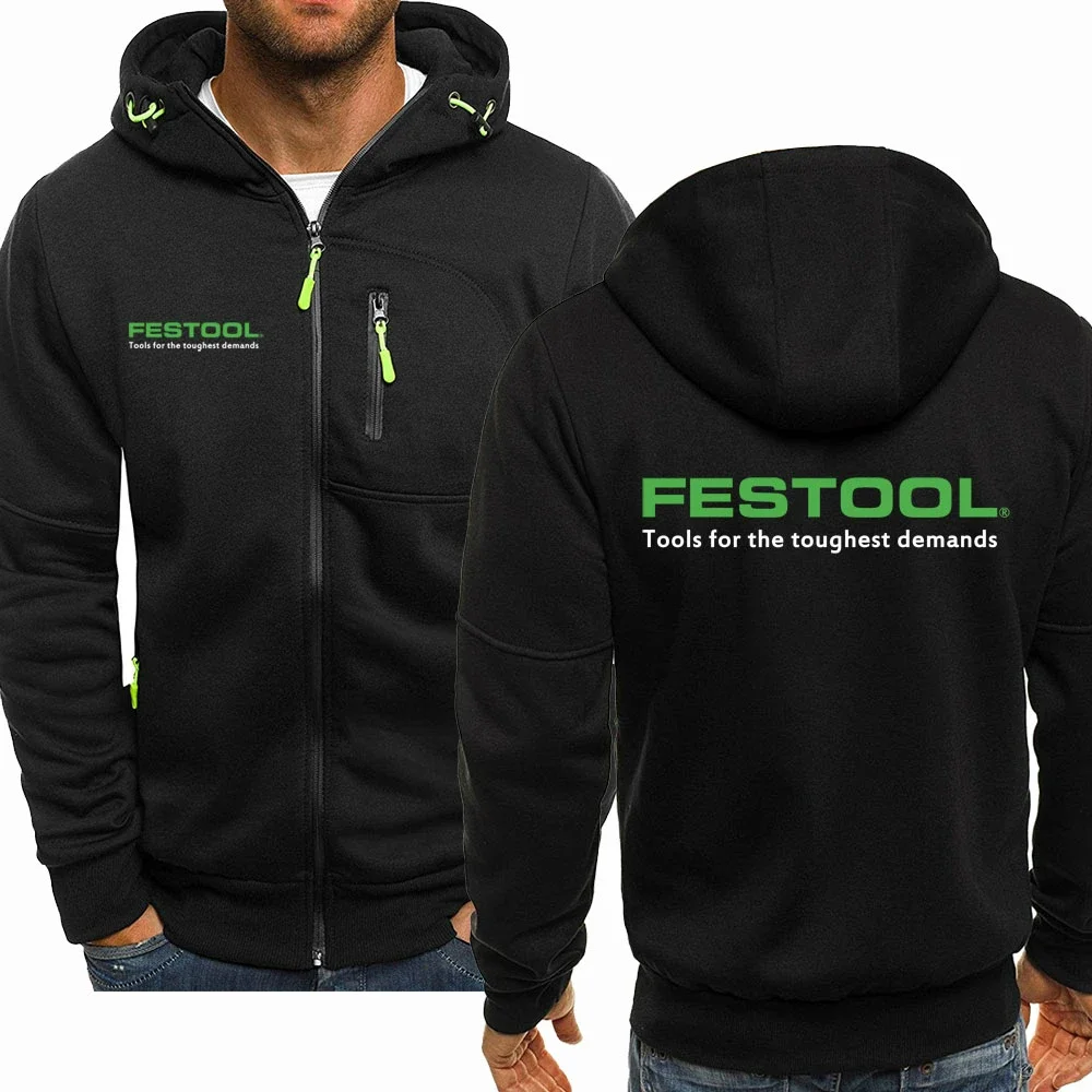 Festool Tools Sweat à capuche pour homme, manches longues, fermeture éclair, coton, Hip-Hop, Harajuku, veste décontractée, mode, printemps, automne, nouveau, 2023