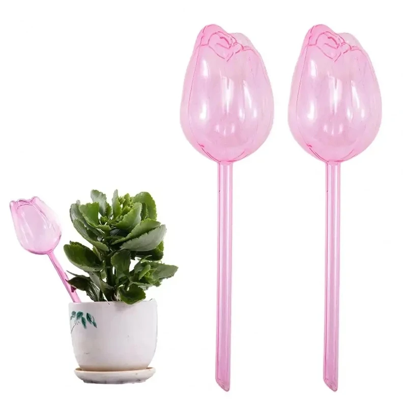 1/3/6/12pcs Automatic Plant Watering Tulip Shape Flower Plant Water Dripper Lightweight Houseplant Device Drip Irrigation System