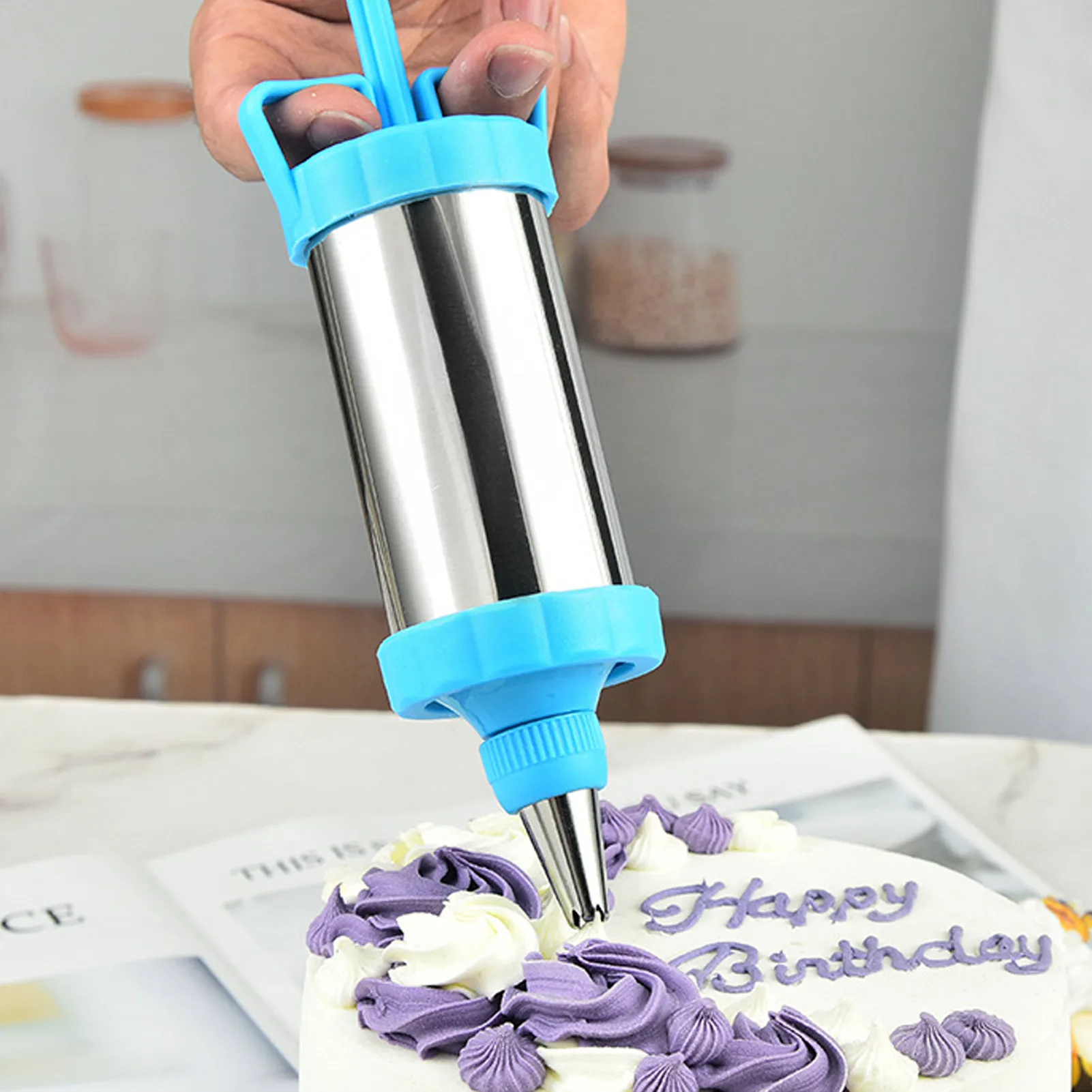 Cake Cream Syringe Set Pastry Filling Injector Decorating Kit Stainless Steel Baking Tool With 3 Tips And 1 Spatula Dessert