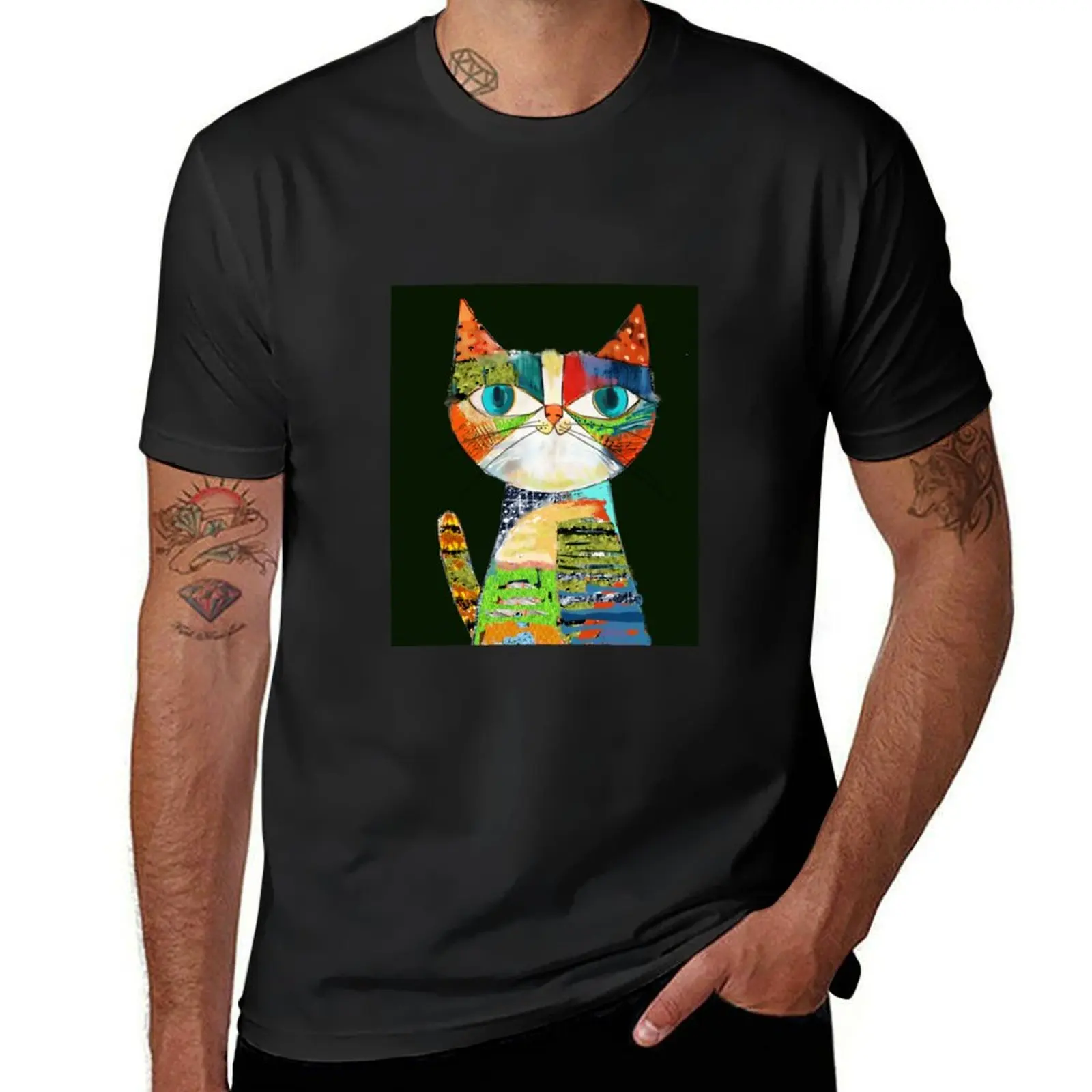 Colorful Whimsical Cat Design Illustration: Rainbow Purrfection! T-Shirt blanks quick-drying summer top men clothings