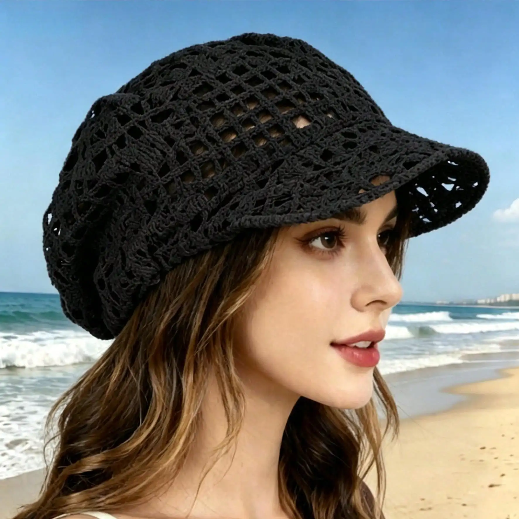 Summer Crochet Mesh Fisherman Hat Sun Protection Cap With Ultra Breathable Openwork Design