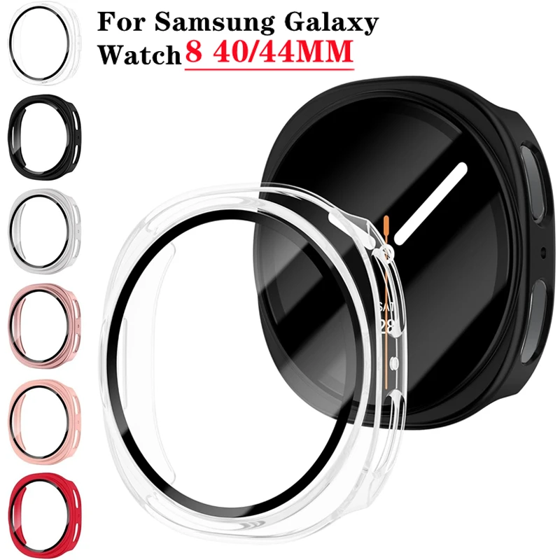 

Tempered Glass+Case for Samsung Galaxy Watch 8 accessories All-around hard PC Bumper Frame Screen Protector 40MM 44MM Cover
