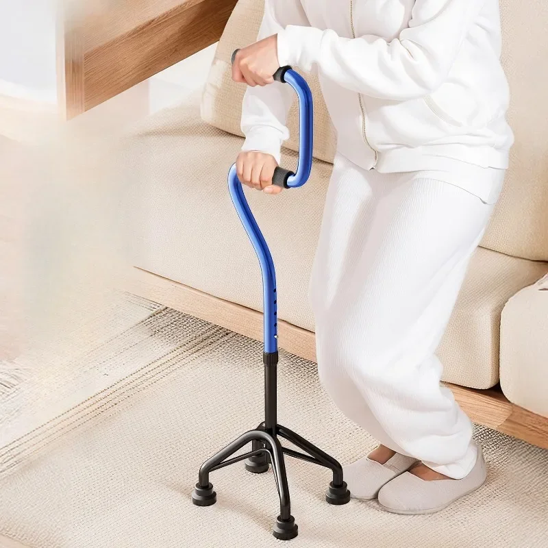 LightWeight Aluminum Alloy Walkers for Elderly Four-legged Non-slip Walking Crutches Rehabilitation Walking Assistant Seniors