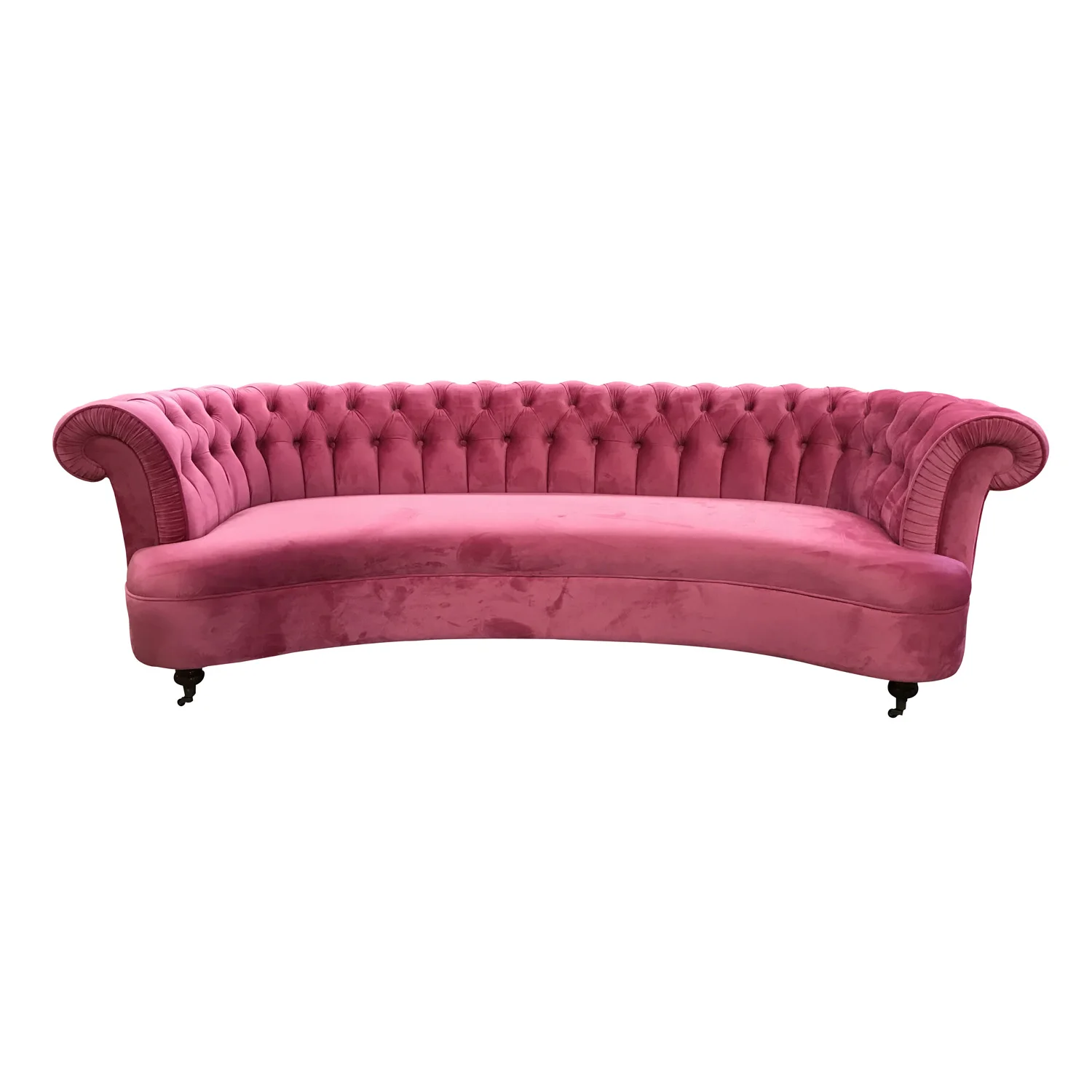 Modern Design  Luxury Pink Green Chesterfield  Tufted Velvet Curved Living Room Armrest Sofa