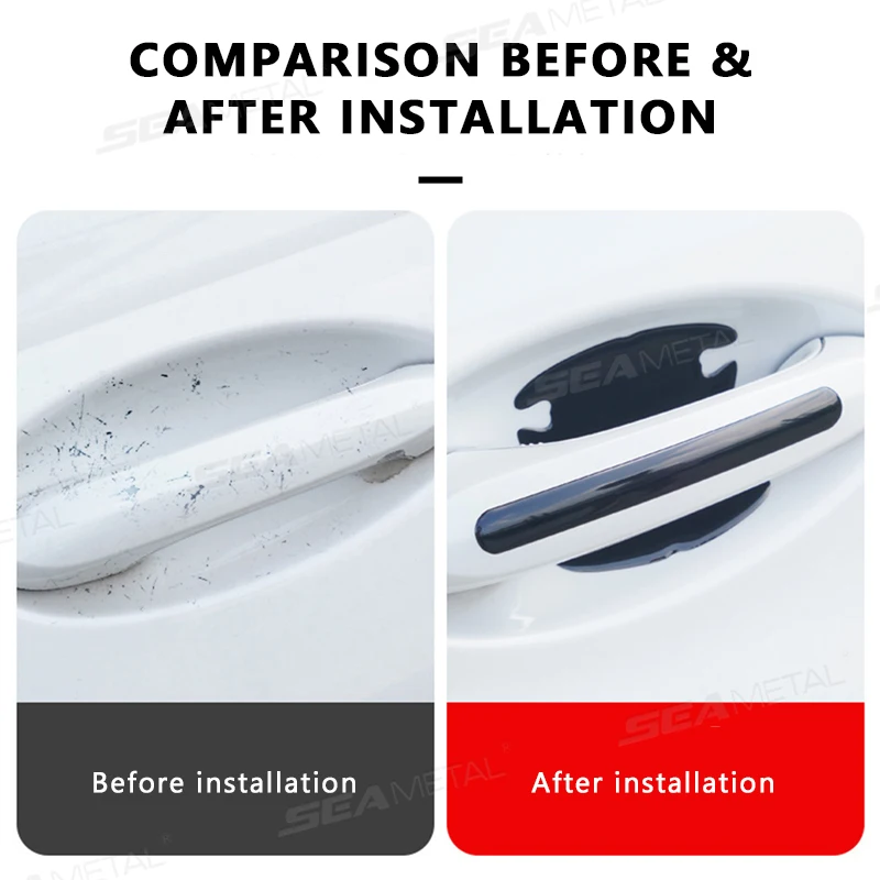SEAMETAL Car Door Handle Guard Wear-Resistant Epoxy Resin Door Cup Protection Film Anti-Scratch Universal Door Edge Protector