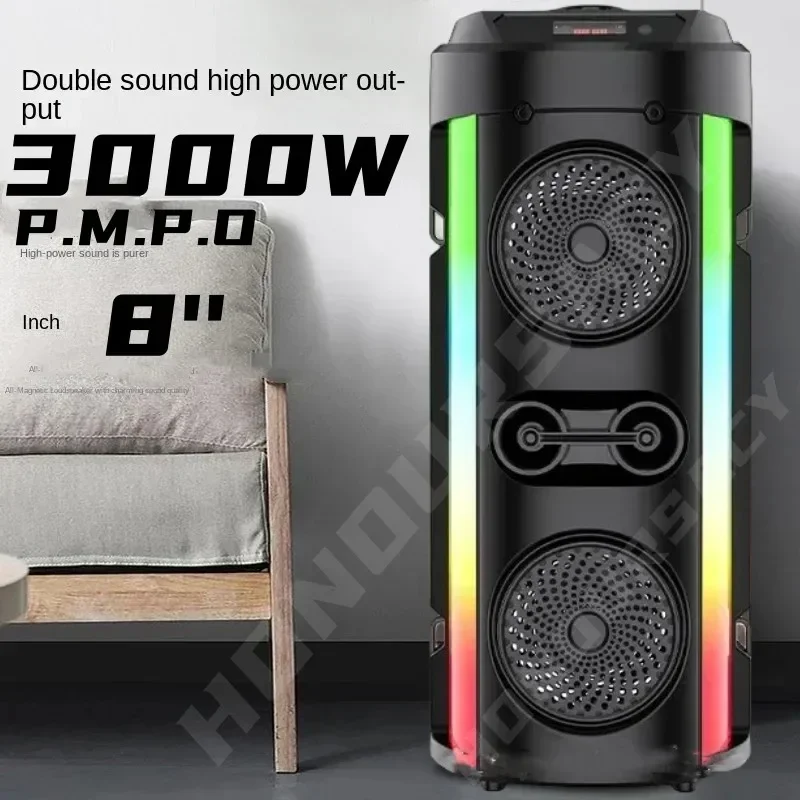 

Karaoke Sound Box 3000W P.M.P.O Caixa De Som Bluetooth Speaker RGB Party Box Outdoor Portable Dual Horn Stereo Subwoofer FM/TWS