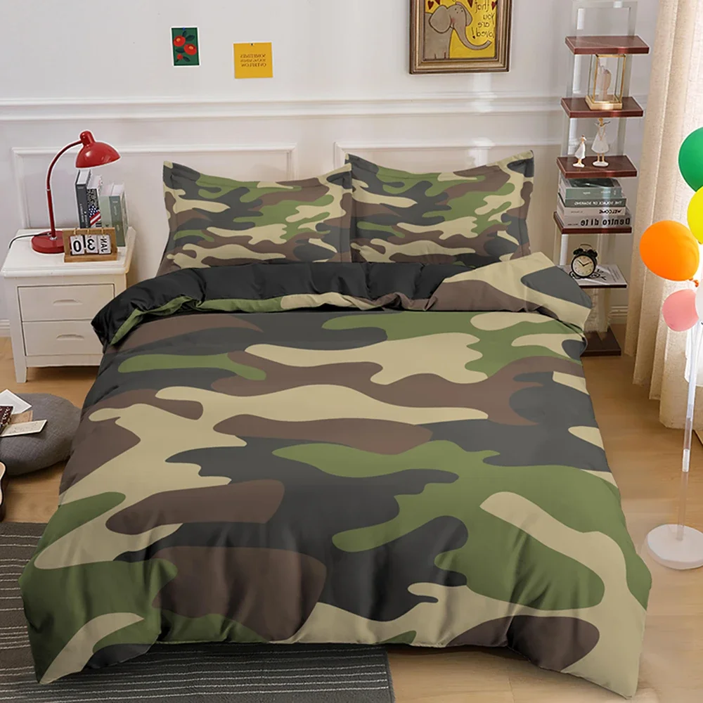 Home Textile Cool Boy Girl Kid Adult Duver Cover Set Camouflage Bedding Sets King Queen Twin Comforter Covers With Pillowcase