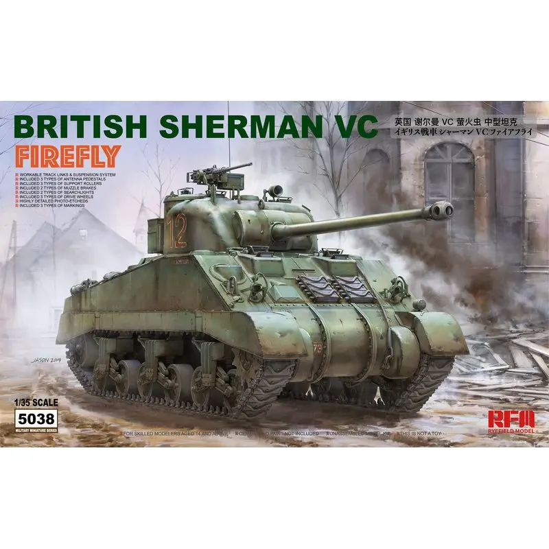 

Rye Field Model RFM RM-5038 1/35 British Sherman VC Firefly w/Workable Track Links - Scale model Kit