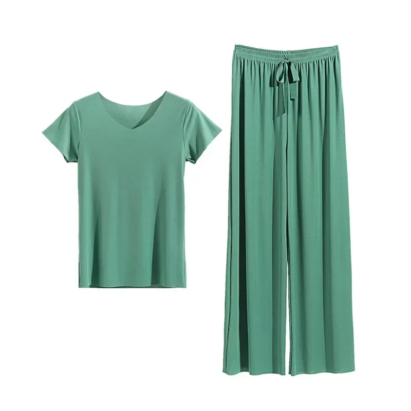Female Home Clothes 2 Pieces Set Lady Home Suit Summer Women Lounge Wear Autumn Loose Homewear Suit for Women Pajamas Pants Set