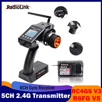 RadioLink RC4GS V3 5CH Transmitter 2.4G Remote Controller + R6Fg Gyro 6 Channel Receiver for RC Car Boat Vehicle Model Toy R4FGM