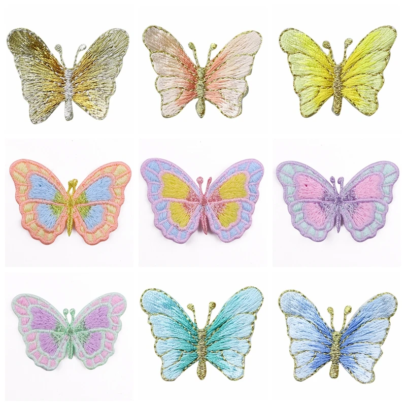 10pcs/Lot Butterfly Patches For Clothing Stickers Cute Patch Jacket Stripes Embroidery Patch On Clothes DIY Cartoon Badges