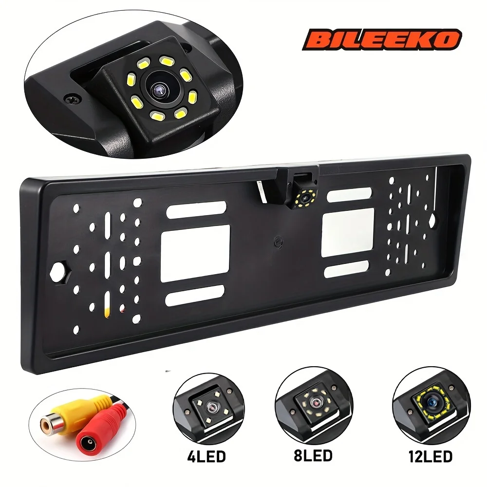 

Bileeko Universal Fit LED Rear View Backup Camera with Night Vision Easy Installation for European License Plate