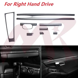 RHD 9PCS Dry Carbon Fiber Dashboard Panel Gear Shift Box Cover Door Panel Trim For Porsche 911 991 718 981 982 Boxster Cayman
