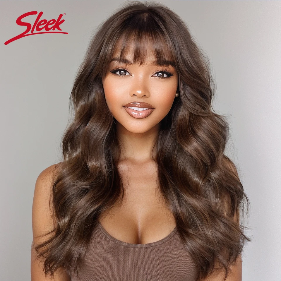 Brasilianische Körperwellen-Perücken P4/30/27 Remy Wear To Go Highlight Blonde Echthaar-Perücken mit Pony für schlanke Natur-Schwarzhaar-Perücken
