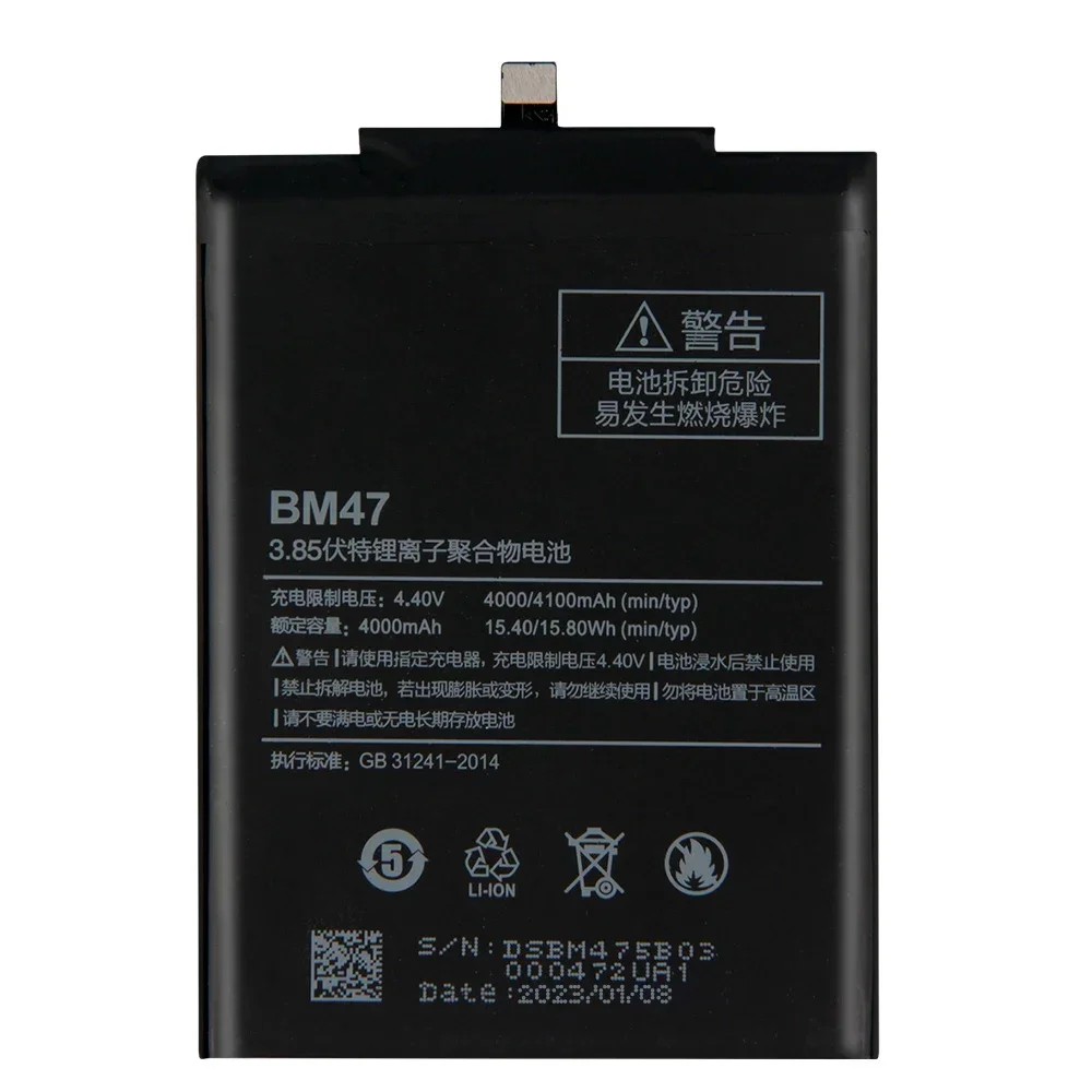 2024 Replacement Battery BM47 For Xiaomi Redmi 3 3S 3X Redmi3 Pro Hongmi 4X Note 4X Redrice 3X Phone Batteries 4000mAh