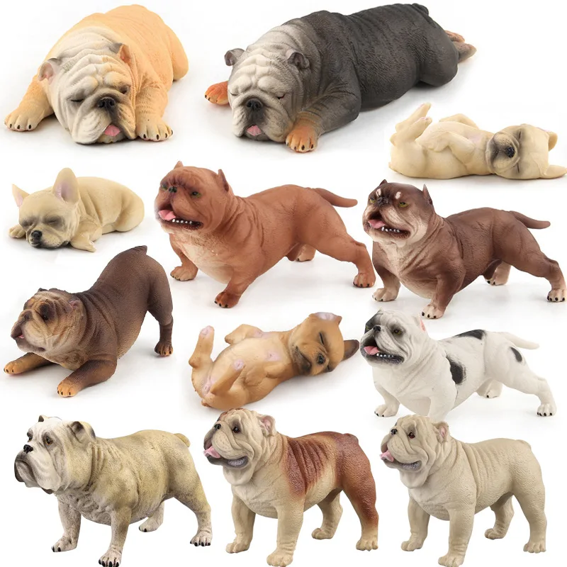 Simulation French Bulldog American Bully Animals Action Figures Ornaments Miniatures Cute Dog Desk Decor Home Accessories Toys