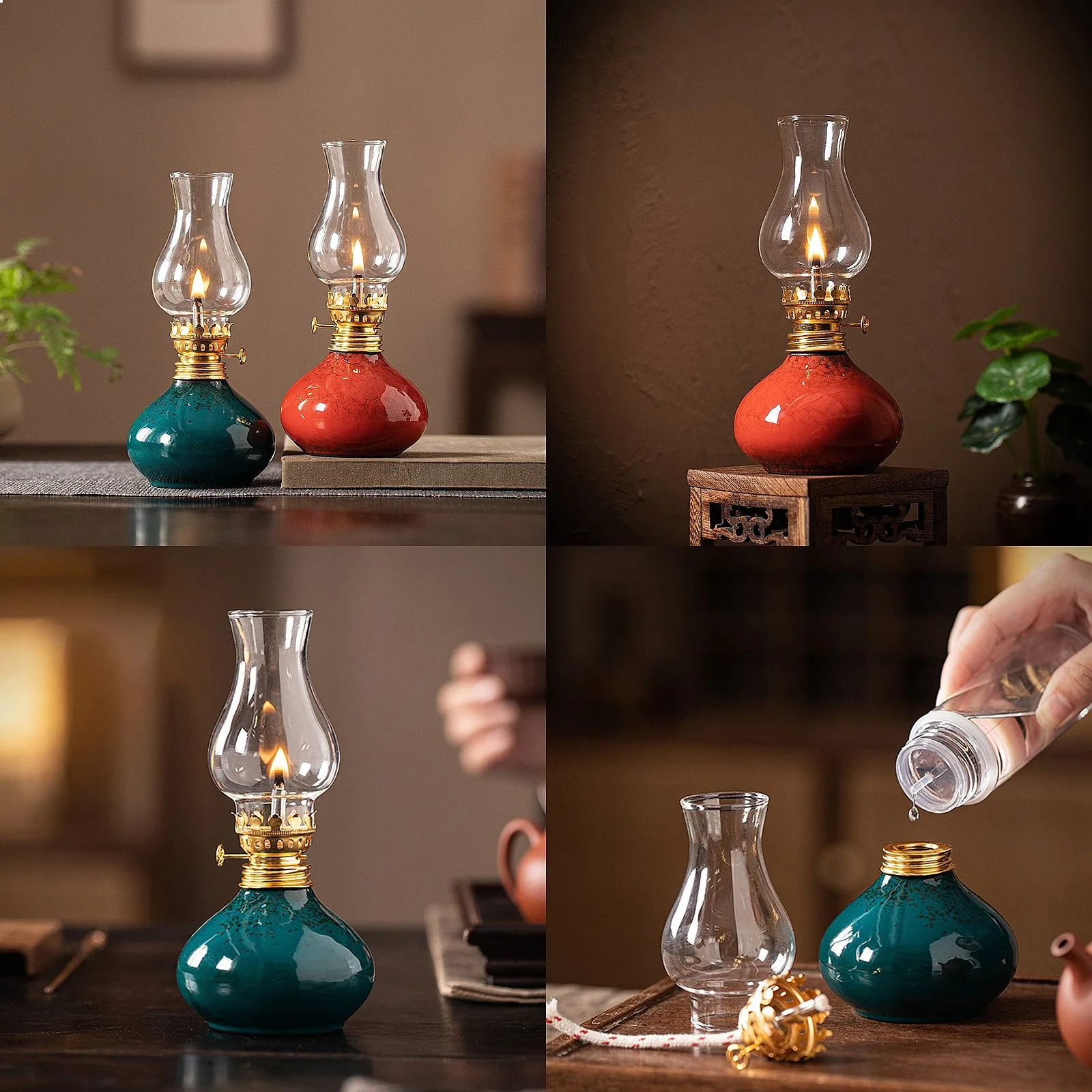 Traditional Ceramic Butter Oil Lamp - Aromatic Incense Burner and Ambient Night Light for Home Zen Decor