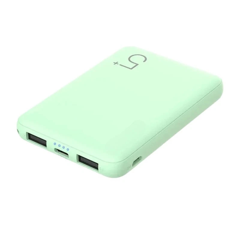 New 5000mAh 10W 5V 2A Polymer Portable Phone Charger Type C Power Bank for IPhone Xiaomi Mi Power Bank with green/Pinkish Colour