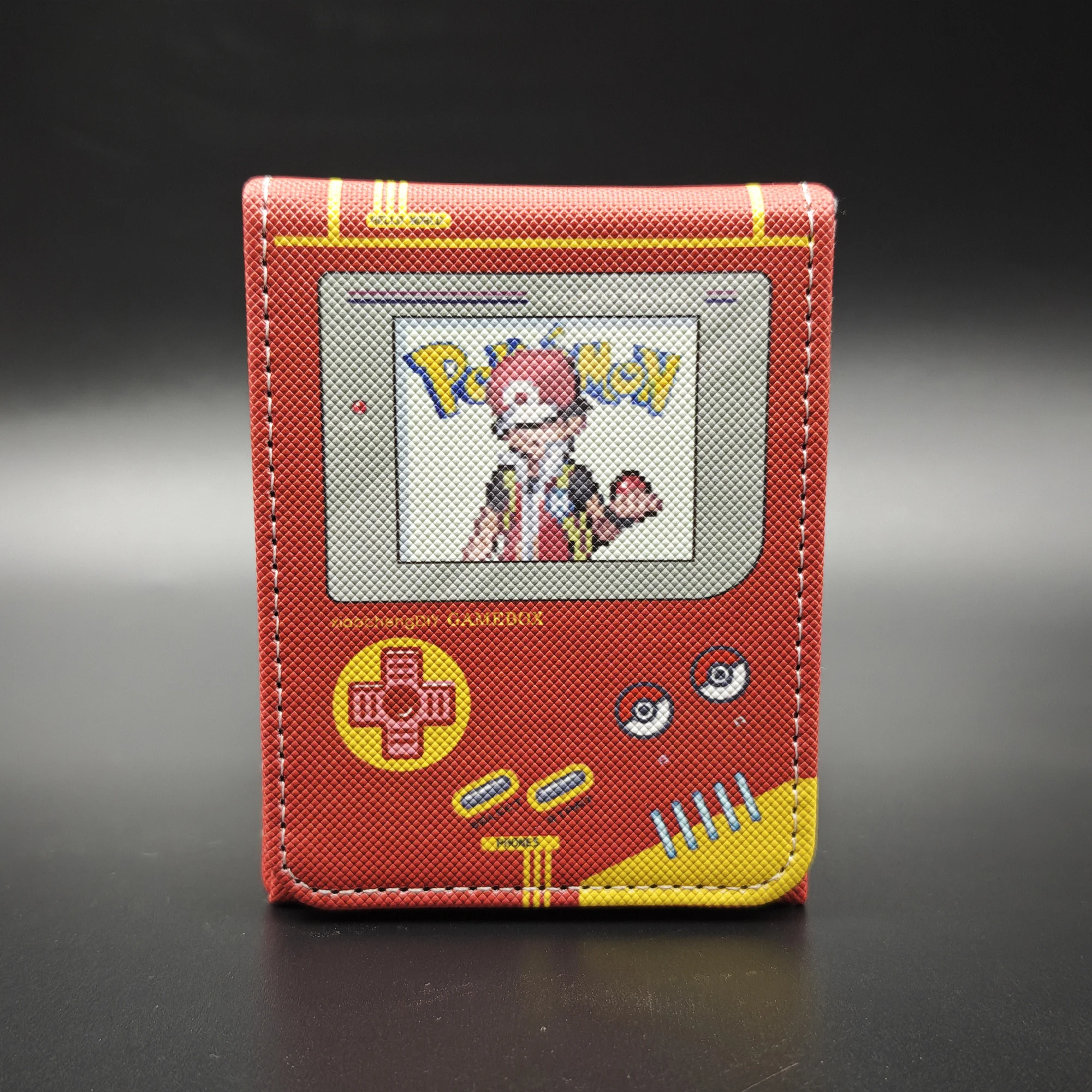 

PTCG Pokemon Red Card Storage Box Retro GB Game Console Style Ash Ketchum Flip Deck Case OPCG TCG Board Game Card Box
