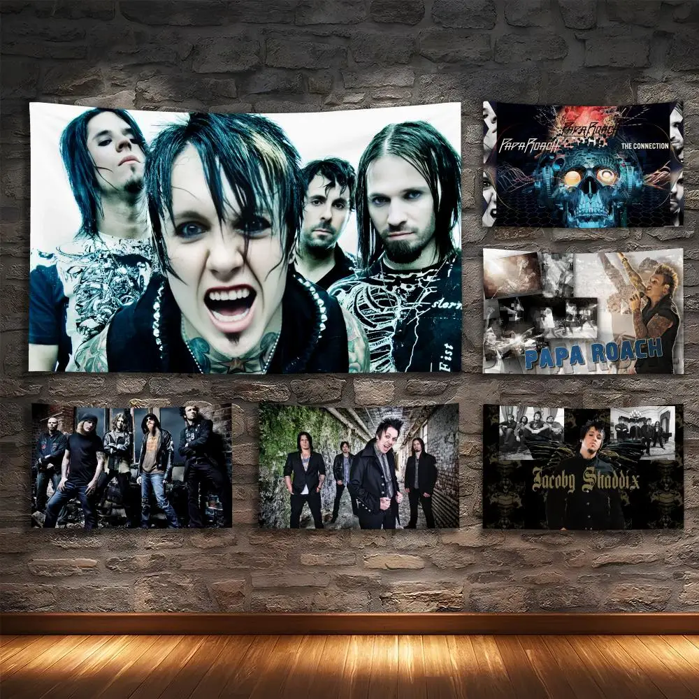 

P-PAPA ROACHS Rock Band Tapestry Custom Living Bedroom Party Dormitory Interior Wall Bohemian Decoration Attached Clip