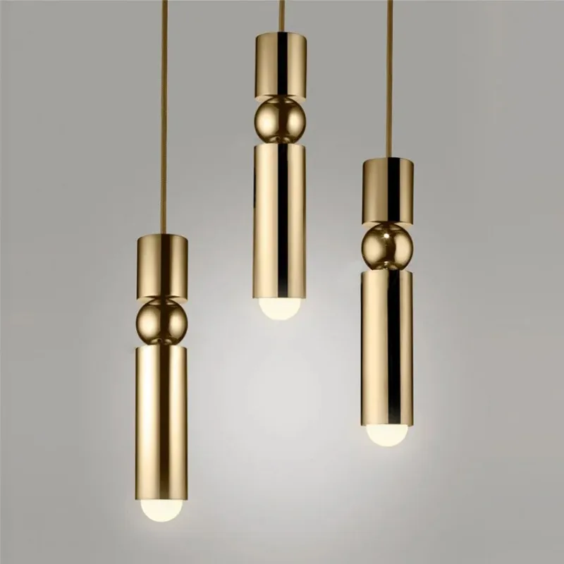 Modern Long Column LED Chandelier Spherical Exclamation Mark Pendant Light for Restaurant Bedroom Living Room Decor Exquisite