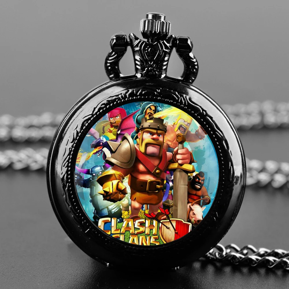 Cartoon Game Vintage Quartz Pocket Chain Watch Necklace Watches For Men Kids Birthday Unique Gifts Mens Pocket Watches