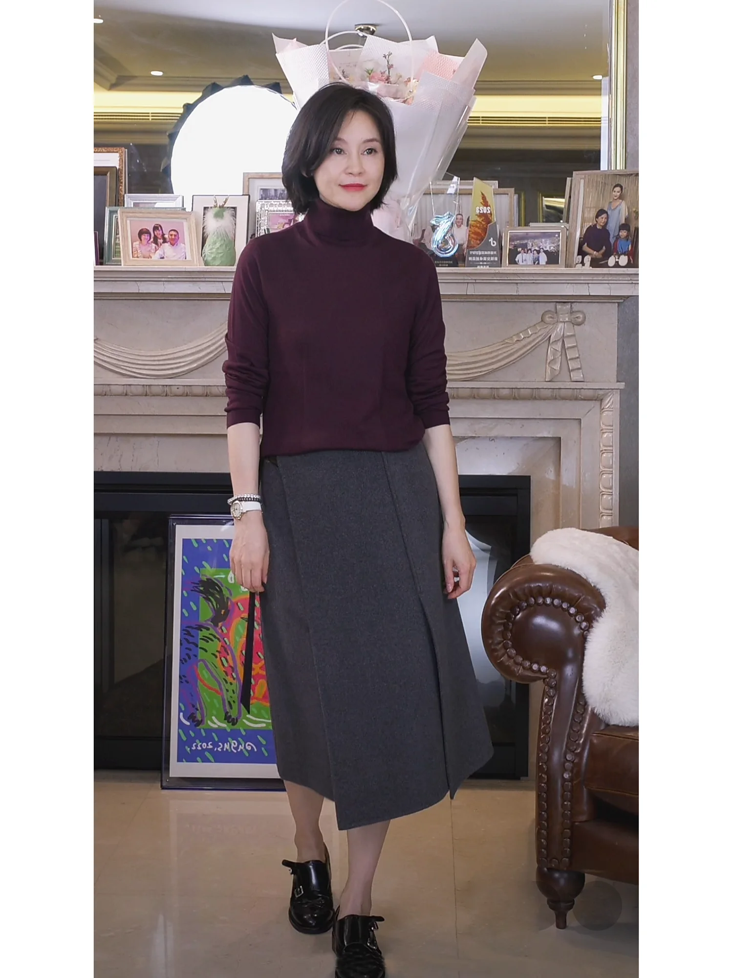 

Versatile One-Piece Belted Woolen Skirt for Women High Waist Midi Pure Color Commuter Friendly Inner Mongolia White Fce