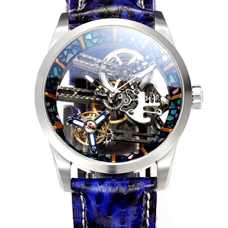 

Наручные часы с лаковым покрытием в стиле нематериального культурного наследия, ручная работа Luodian, индивидуальный дизайн, автоматический механический турбийон «Колесо времени» с полым циферблатом