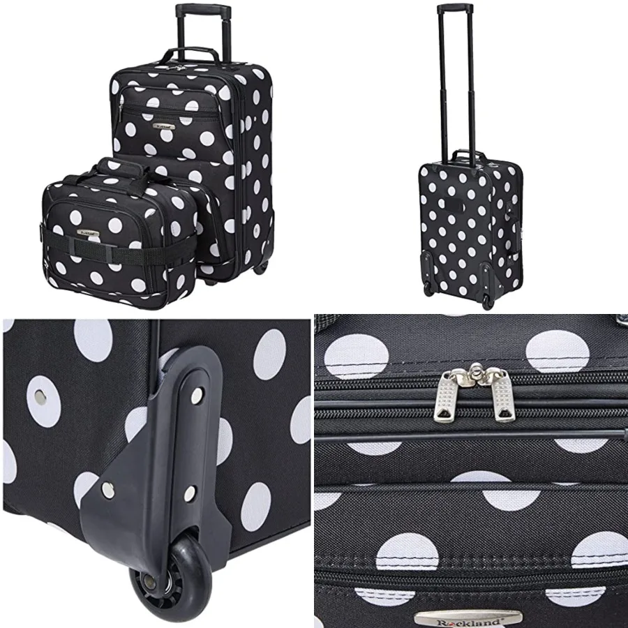

Fashion Softside Upright Luggage Set, Expandable, Telescopic Handle, Wheel,,2-Piece 14/19