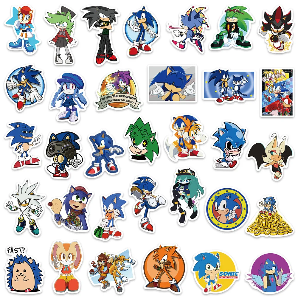 100Pcs/Set Sonic Stickers Cute Cartoon Classic Toys Decoration Decals DIY Stationery Phone Case Kids Anime Sticker Toy