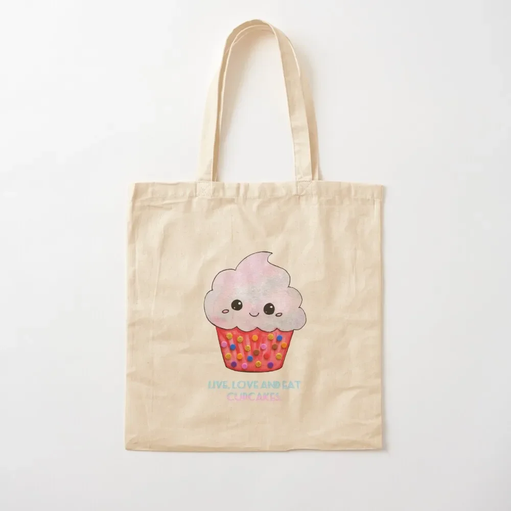 Live, Love and Eat Cupcakes Tote Bag cute pouch bag shopper bag women Women's shopping